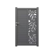 Portillon battant aluminium décor monstera sur-mesure | Andria