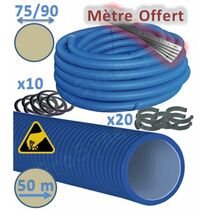 Kit Conduit de ventilation lisse PEHD Ø75 ou 90mm - 50m + joints, colliers + Cadeau | SITE008507