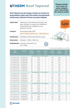 Plaque isolante PIR pour toitures terrasses | Utherm Roof Tapered