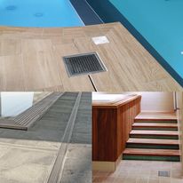 Siphons et caniveaux pour centre aquatique, piscine et spa | BLÜCHER® 