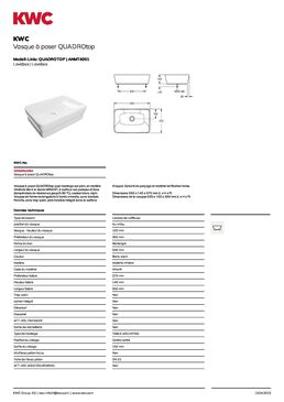 Vasque à poser QUADROtop pour montage sur plan | ANMT4001
