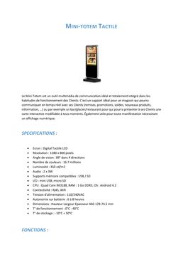 Panneau Publicitaire LCD Tactile | Mini-totem Tactile