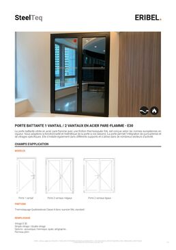Porte battante 1 Vantail / 2 Vantaux en acier pare-flamme - E30 | Gamme SteelTeq