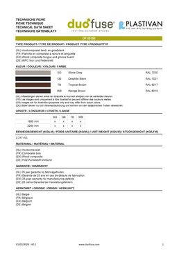 Planche composite bois | Lame rainurée-languettée Graphite Black DUOFUSE DF1B150