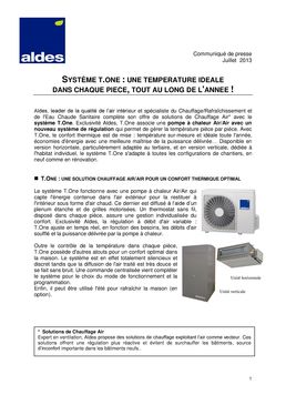 Pompe à chaleur air/air à régulation multizones et débit d'air variable | T.One Horizontal