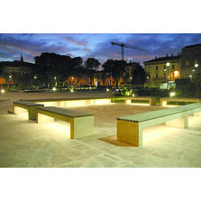 Banc en béton avec assise en bois et éclairage leds | Andromeda