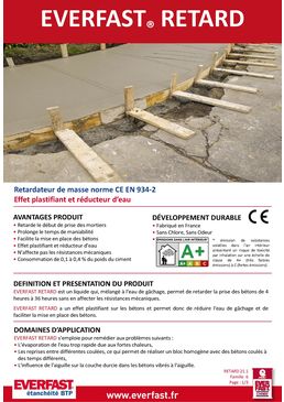 Retardateur de masse norme CE EN 934-2 | EVERFAST RETARD