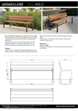 Banc en bois et acier | Arlo