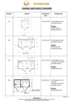 Bungalows Gamme sanitaires
