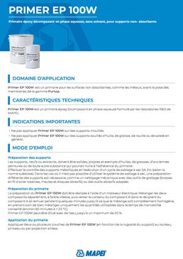 Primaire époxy bicomposant | Primer EP 100 W en phase aqueuse pour supports non absorbants
