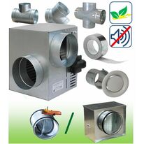 Kit Récupérateur d´Air Chaud Emeraude pour 2 à 8 pièces (de 300 à 550 m³/h). Moteur + bouches + dérivations et accessoires - Caisson de filtration et registre-clapet en option | SITE006783