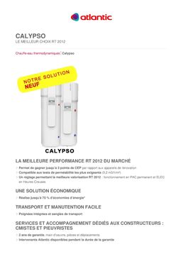 Chauffe-eau thermodynamique pour le neuf | Calypso