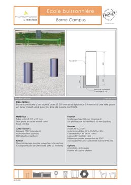 Borne de voirie | Borne Campus en acier thermolaqué