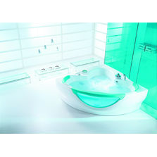 Baignoire quart de rond à façade arrondie en verre | Ouverture H287