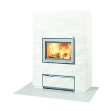 Poêle de masse hybride en stéatite à revêtement décoratif gris ou blanc | Valkia Aalto T