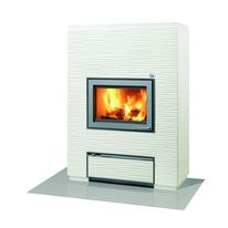 Poêle de masse hybride en stéatite à revêtement décoratif gris ou blanc | Valkia Aalto T