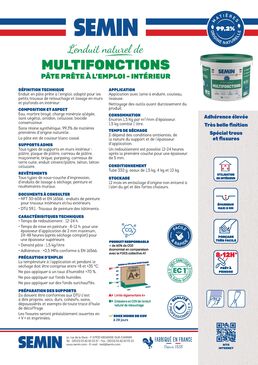 Enduits naturels de lissage, rebouchage ou multifonctions | SEMIN 