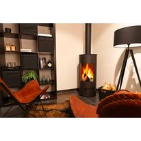 Poêle à bois en acier noir, rond, simple face | Qurve de SAEY 