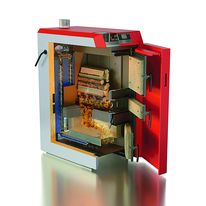 Chaudière bois à gazéification avec raccord de fumées orientable | Logwin Klassik