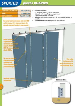 Système coulissant pour portes pliantes à panneaux égaux | SPORTUB_SERIE 500