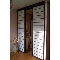 Cloisons mobiles en panneaux de toile avec cadre et lattes en bois | Panneaux coulissants