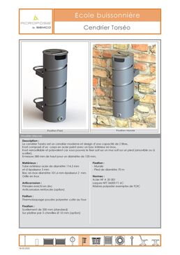 Cendrier urbain | Cendrier Torséo en acier thermolaqué avec bac inox