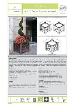 Bac à fleurs | Bac à fleurs Rayon de Soleil en acier galvanisé avec parements acier ou bois