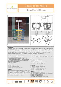 Corbeille de tri sélectif | Corbeille de tri Ecolor en acier thermolaqué