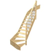 Escalier Ouessant double quart tournant haut & bas rampe Régate tubes inox | Régate tubes inox