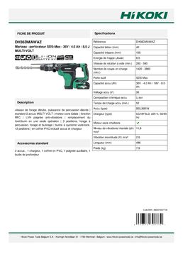 Perforateur Burineur 40 mm SDS Max - 36 V - 4.0 Ah Li-ion | DH36DMAWAZ