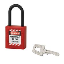 Cadenas de consignation LOTO Lockout Tagout 40 mm anse nylon Ø 6 x 38 mm rouge