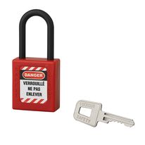 Cadenas de consignation LOTO Lockout Tagout 40 mm anse nylon Ø 6 x 38 mm rouge