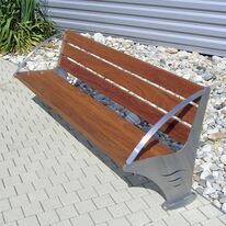 Banc urbain | Banc Goélette en acier inoxydable et bois pour espaces extérieurs