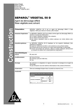 Agents de démoulage différé pour haute température | Separol Végétal