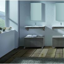 Plan vasque minéral sur pied ou console murale en chêne massif | Baltic