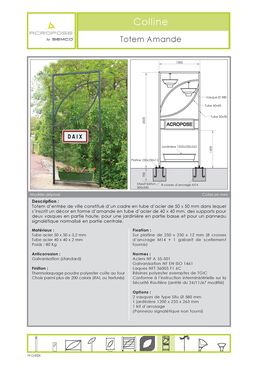 Totem signalétique | Totem Amande en acier pour aménagement urbain