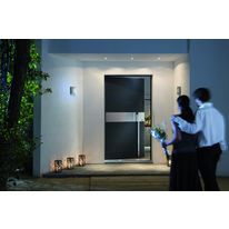 Porte d'entrée en aluminium avec ouvrant plein à rainures décoratives | Oxygene