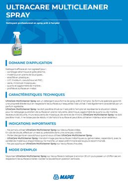 Nettoyant en spray prêt à l'emploi | ULTRACARE MULTICLEANER SPRAY – surfaces céramiques, pierre et verre