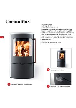 Poêle à bois ovale tout en acier, en céramique (3 au choix) ou en pierre Ollaire | Carino Max 