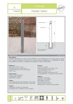 Potelet de voirie | Potelet Vallon en acier avec insert inox