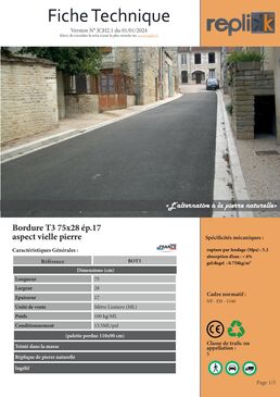 Bordures vielle pierre et quai bus + séparateur de voirie