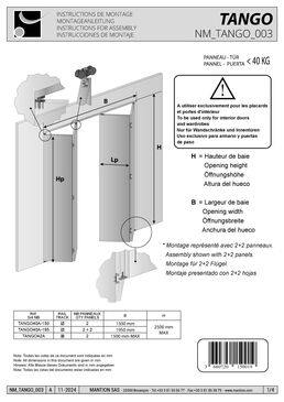  Système coulissant / pliant droit pour portes de séparation et portes de placard en bois | TANGO
