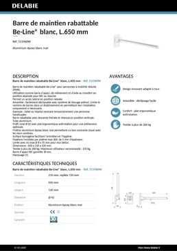 Barre de maintien rabattable Be-Line noir mat