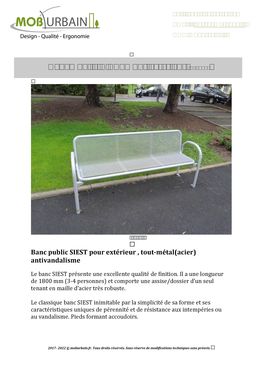 Banc public tout-métal antivandalisme| SIEST
