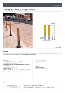 Borne amovible en bois | Borne bois 100 × 100 mm avec récepteur affleurant