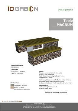 Table pique nique en gabion pierre structure métal et bois mélèze ou Pin CLIV | Gamme Frichti
