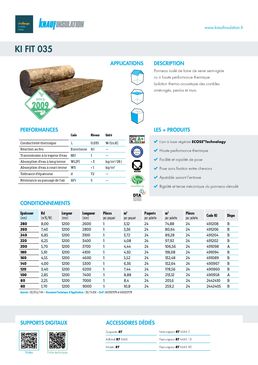 Laine minérale de verre semi-rigide | KI FIT 035