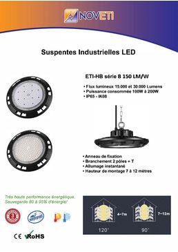 Suspente industrielle LED | ETI-TB200-XX et ETI-SHBXXXW 