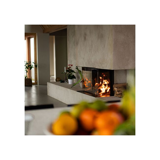 Cheminée à bois double coin et vitre escamotable | Luna Diamond 1000DC MDesign 