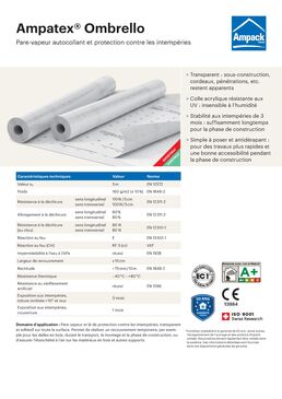 Pare-vapeur autocollant et protection contre les intempéries
